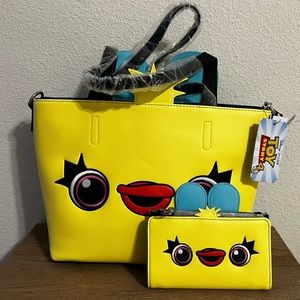 Loungefly Toy Story Ducky and Bunny Double-Sided Tote Bag with matching Wallet